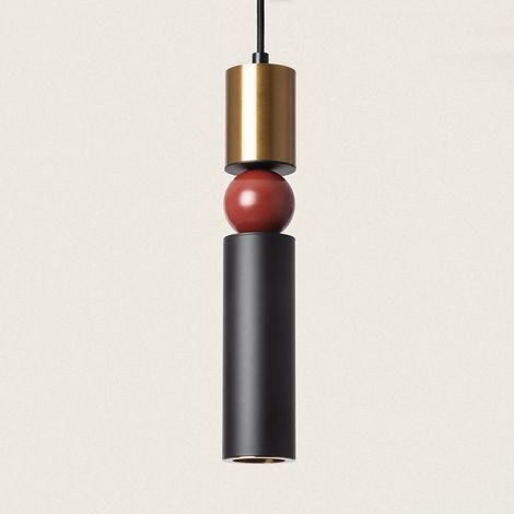 Lampada a Sospensione Metallo e Vetro Luyo  Rosso