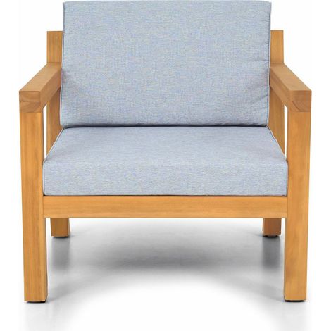 Fauteuil de jardin en bois FSC - coussins gris chiné - Palau (1/5)