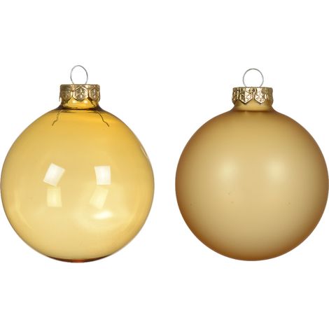 Palline di vetro oro chiaro 8cm mix 4 pz