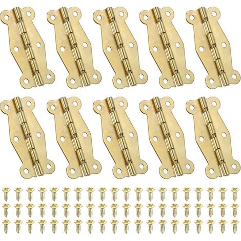 10 Pcs Petites Charnières Mini de Boîte Vintage 49mm Doré (1/5)