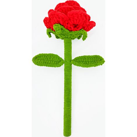 Rose au crochet faite main, 46 cm (18 pouces) de haut et 17 cm (6,7 pouces) de large, décoration en tricot, cadeau romantique pour elle, lui et pour le soin de soi, décoration en fil durable (1/5)