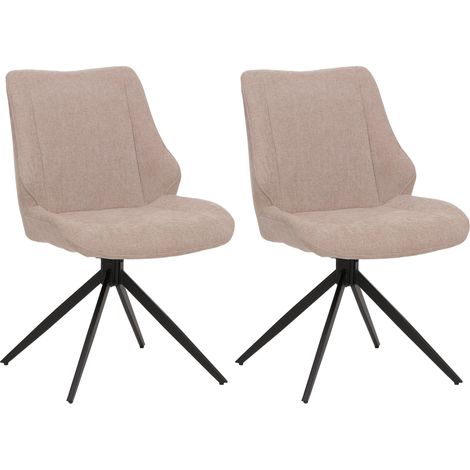 Lot de 2 chaises de salle à manger HWC-O48 chaise de cuisine pivotante Auto-Return tissu/textile chenille (320g/m2) (1/2)