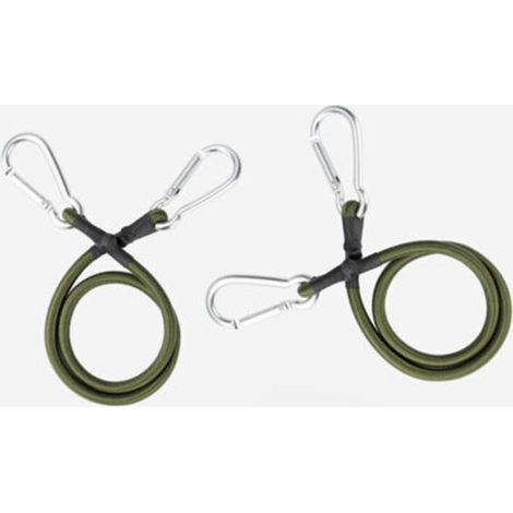 Cordon élastique avec crochet à clip, mousqueton, connecteur de corde de rivière, accessoires, cordon de montage vert armée de 3/8" de diamètre, crochet argenté (vert armée, 24", paquet de 2) (1/5)
