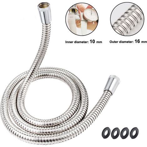 Manguera de ducha de metal de gran diámetro de 1,5 m, acero inoxidable 304, revestimiento de PVC, manguera de doble hebilla (1/5)