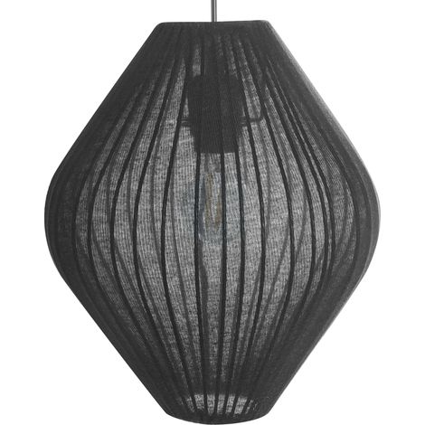 Lámpara colgante de diseño moderno con pantalla de tela iluminación salón negro Alme (1/5)