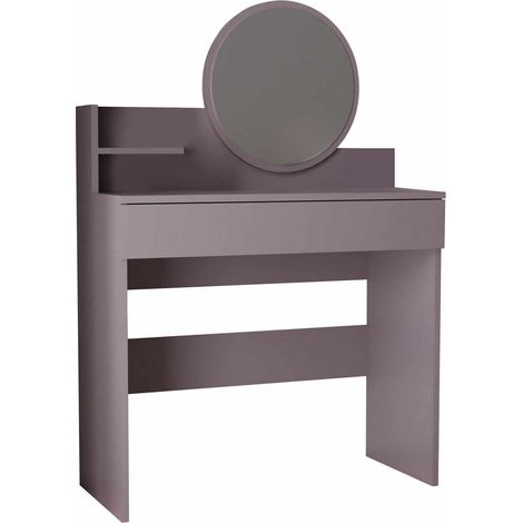 Schminktisch mit Spiegel aus Holz "Harmony Mini Round" - 90 x 40 x 133 cm - Violett