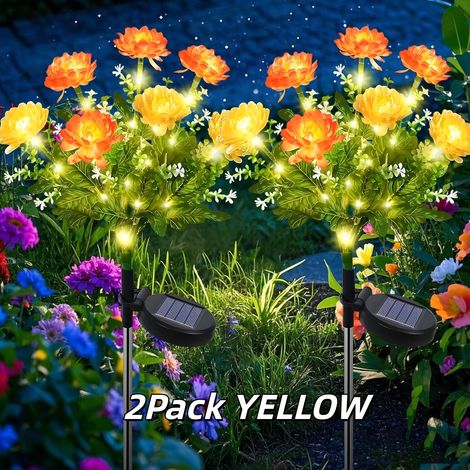 Lot de 2 lampes solaires de jardin — Design réaliste « Lotus des neiges » — Éclairage décoratif d'extérieur (1/5)