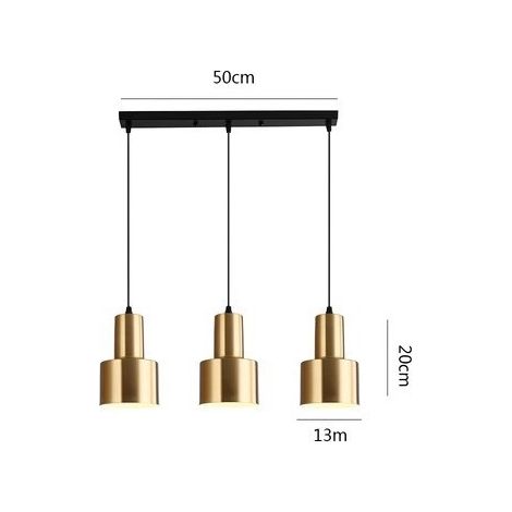 Lustre Suspension Moderne Doré en Métal, 3 Lampes E27, pour Salle à Manger, Salon, Chambre et Cuisine (1/4)