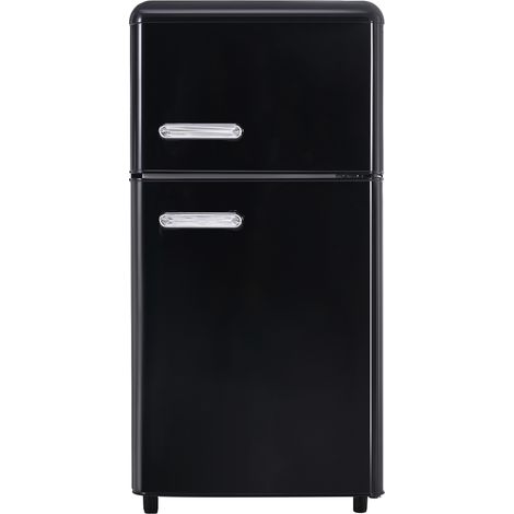 Fortuna Lai – Réfrigérateur rétro 72 L double porte – Éclairage LED – 39 dB – Classe E – Congélateur 21 L – Dimensions 50x51x95,8 cm – Noir (1/5)