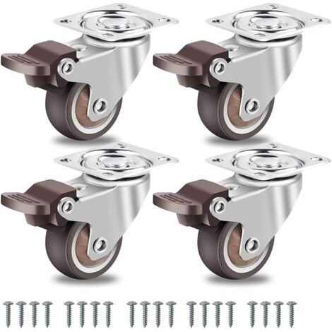 Roulettes de Meubles Petites 50 Mm, Roulettes Pivotantes à 360 DegréS Capacité de Charge éLevéE Roulettes Silencieuses en Caoutchouc Solide Lot de 4 (1/5)
