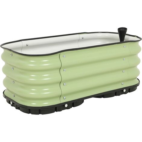 Aoodor Galvanisiertes Hochbeet-Kit mit Selbstbewässerungssystem, Metall-Gartenpflanzboxen mit Drainage-Pfropfen für Gemüse, Kräuter, Blumen (1/5)