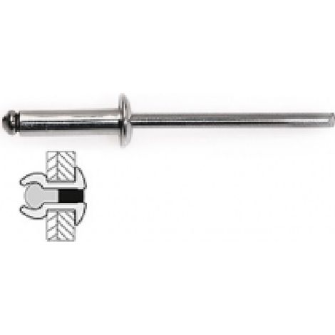 100 Stahlnieten / Stahl mit Flachkopf Ø 3,2 x 8 mm TECHMAN