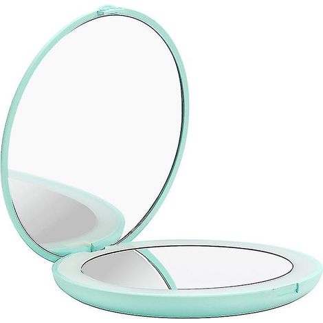 HOXILEELEO - Miroir de poche avec lumière LED, petit miroir de maquillage portable de 3,5 pouces avec grossissement 1x/10x, compact et pliable, idéal pour les voyages et toujours prêt à l'emploi (hy) (1/5)