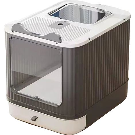 Plateau pour lit de chat, tiroir amovible, double entrée, BLANC (1/2)