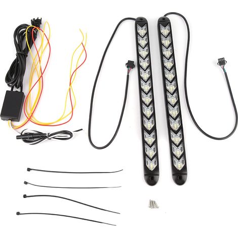 Eosnow 2pcs flexible étanche de voiture clignotante Flèche DRL White / Amber Strip Light Phitlight (12leds)