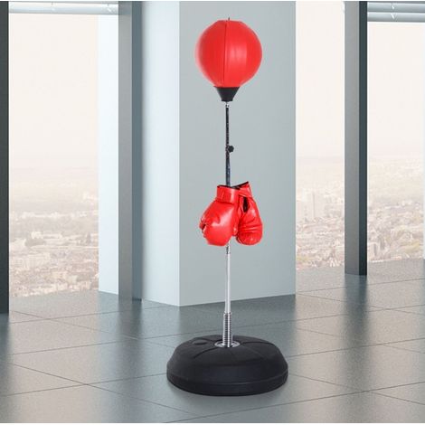 Punching ball su piedistallo regolabile 126-144 cm con guanti e pompa, rosso HAVRYA (1/4)