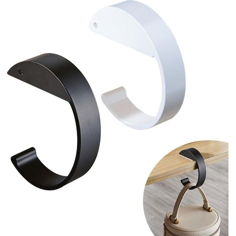 2 Ganchos para bolsos para mesa, soporte para bolsos en forma de letra C, gancho portátil para bolsos, gancho para colgar carteras, llaves, paraguas y (1/5)