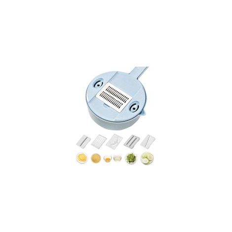 13-in-1 Gemüsemandoline, Gemüseschneider, manueller Gemüsehobel mit 4 austauschbaren Klingen, Eigelbtrenner, Sieb und Gemüsehacker (Blau) - Crezuo