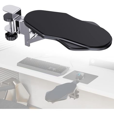 Repose-bras ergonomique réglable pour bureau d'ordinateur, pliable à 90° et pivotant à 180°, avec support pour tapis de souris. (1/5)
