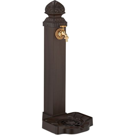 Fontana antica da giardino con colonna, rubinetto e vasca, 77 cm (1/3)