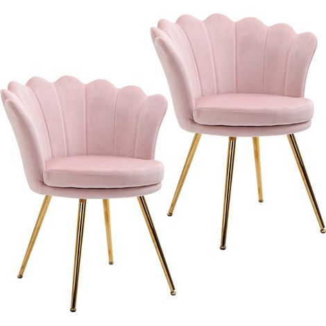 Lot de 2 fauteuil coquillage - HOMCOM - Polyester - 67x64x77cm - Rose