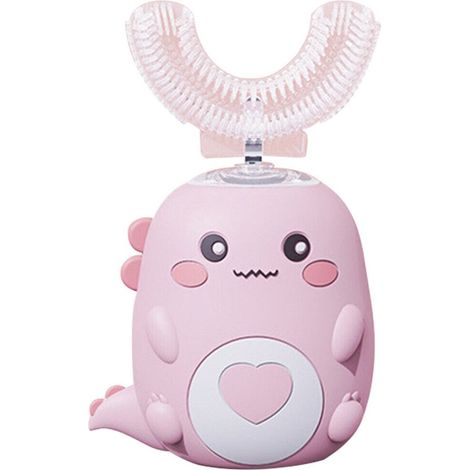 Spazzolino elettrico per bambini, 3 modalità di pulizia, spazzolino sonico a forma di U, ricaricabile - Rosa (1/3)