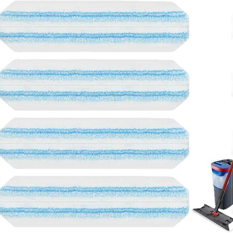 Lot de 4 lingettes de rechange en microfibre compatibles avec la tête de balai O-Cedar Vileda H2pro. Accessoires en fibre lavable et réutilisable. (1/4)