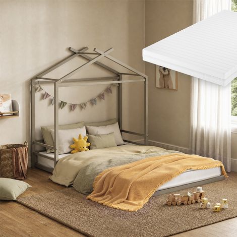 Bodenbett Roofy, Greige, 140x200 mit Matratze, Vitalispa (1/5)