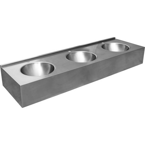 Comptoir suspendu avec trois éviers 1800x270x550 mm, inox brossé (1/2)