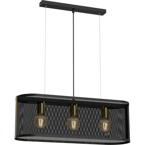 Suspension barre 65 cm noire/or métal Kaga Luminex 3xE27