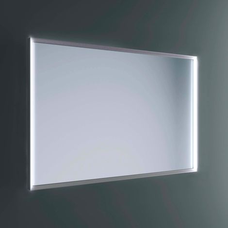 Lineabeta - Specchio LED Pyxis 90x80cm con cornice grigia e accensione a muro