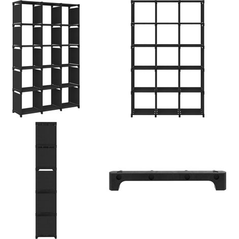 Étagère d'affichage 15 cubes Noir 103x30x175,5 cm Tissu - Étagère - Bibliothèque - Rangement - Meuble Intérieur - Design Moderne - Home & Living (1/5)