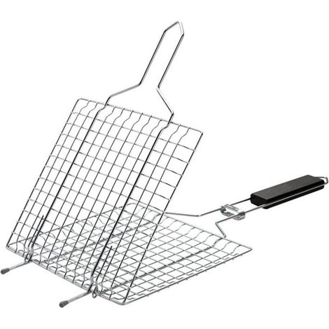 Poignée grill panier Rôtissoire à poisson, spatule à griller, surface de cuisson généreuse pour légumes, poisson, viande (23 x 21,5 cm)-Fei Yu (1/5)