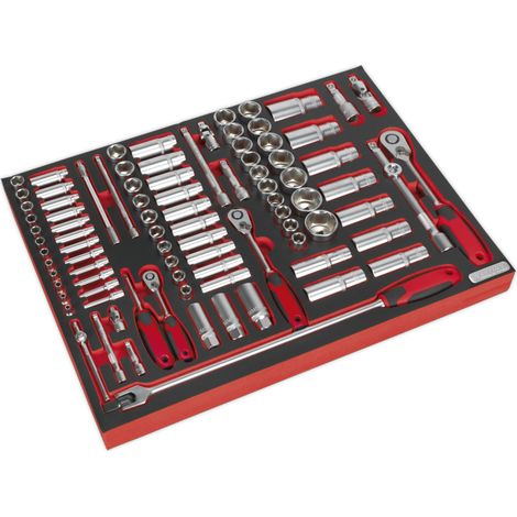 Sealey TBTP02 Premier Platinum Socket Set with Tool Tray 1/4"", 3/8"" & 1/2""Sq Drive 91pc (1/3)