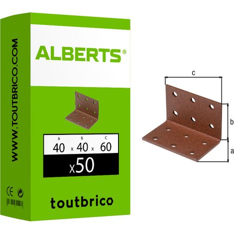 50 équerres d'assemblage 40x40x60mm brun rouille galvanisé Duravis Alberts (1/3)