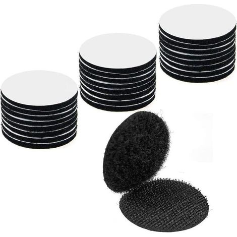 100Pièces Noir Scratch Autocollant Double Face,Bande Auto-Adhésif, Adhesif Double Face Extra Fort, Rond (5 x 5cm) (1/4)