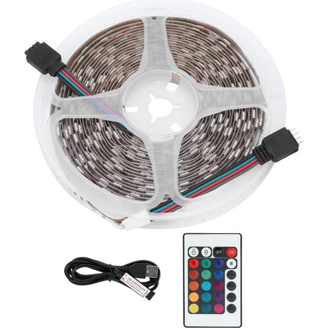 300LED Ruban LED USB RGBW 5050 Bande Lumineuse Décorative avec Télécommande 16 Couleurs 4 Modes Décoration Maison