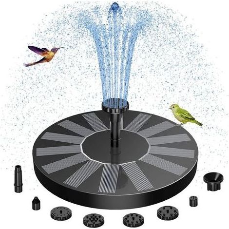 Fontaine Solaire Exterieure de Jardin, Fontaine Exterieure de Jardin avec 6 Buses, Pompe Solaire Bassin Exterieur pour Étang Piscine Patio Décoration (1/5)
