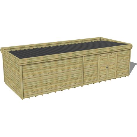 ABRI DE JARDIN bois traité 27mm, 9,1x3,4m, 31m2, Plancher