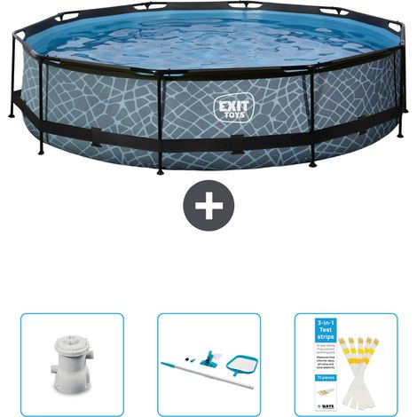 Exit Pool Rund - Steinoptik - 360x76 cm - 4-teilig SCB94 (1/4)