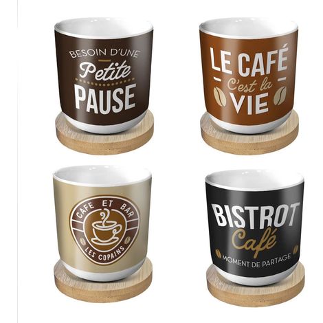 Coffret de 4 tasses à café sans anse