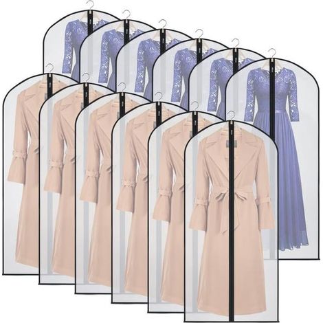 (60 120,Noir)6PCS Housses de Vêtements,Housse Vetements à Suspendre Anti Poussière,Transparents Housse Vetements à Suspendre avce Zip,Protection pou (1/5)