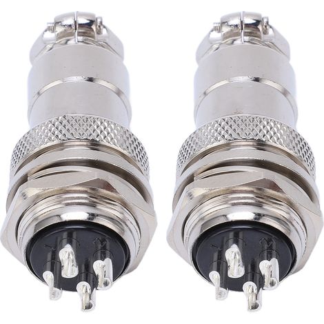Connecteur aviateur 4 broches, 2 pièces, prise et fiche en alliage de zinc, contacts cuivre argenté, coque robuste (1/5)
