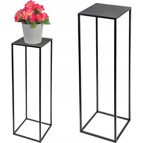 Supporto per fiori da terra in metallo, design moderno, colore nero, modello Evron L 19x19x77 (1/5)