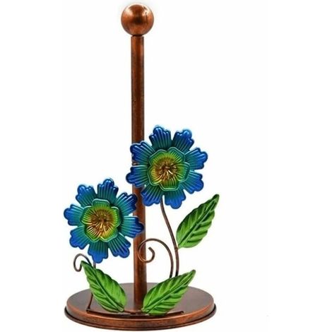 Support vertical en fer pour rouleau de papier essuie-tout de cuisine en forme de tournesol Bleu (1/5)