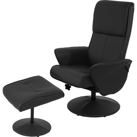 Fauteuil de relaxation TV pivotant avec repose-pieds et accoudoirs en synthétique noir 040001940