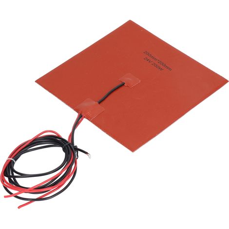 Tapis chauffant en silicone 200x200mm 200W 180℃ pour plateau chauffant imprimante 3D Ender 3/3S/3 Pro/5 24V (1/5)