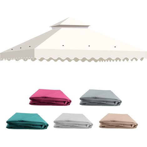 Toile de Rechange pour Tonnelle de Jardin, 3x3m Toit avec 2 Étages, Protection Solaire et Ventilation Amovible - Toile Idéale pour Pavillon (1/5)