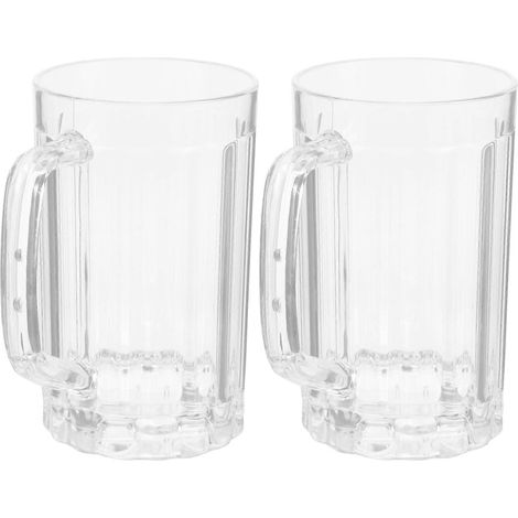 Lot de 2 gobelets transparents de 500 ml pour bière, jus ou eau.-8X8CM (1/4)