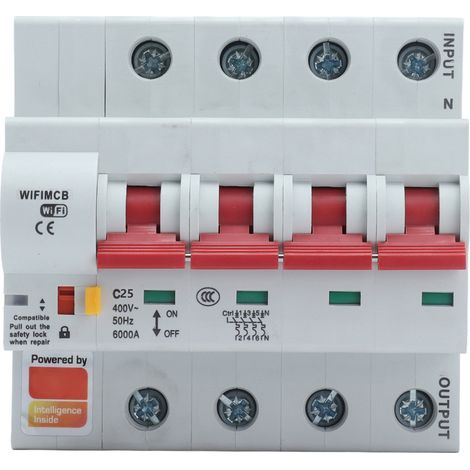 Disjoncteur de Circuit WiFi 4P avec Verrouillage pour la Maison, AC 400V Commande à Distance (16A) (20A) (25A) (1/5)